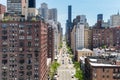 Overhead view First Avenue with traffic driving through the buildings of Manhattan in New York City Royalty Free Stock Photo